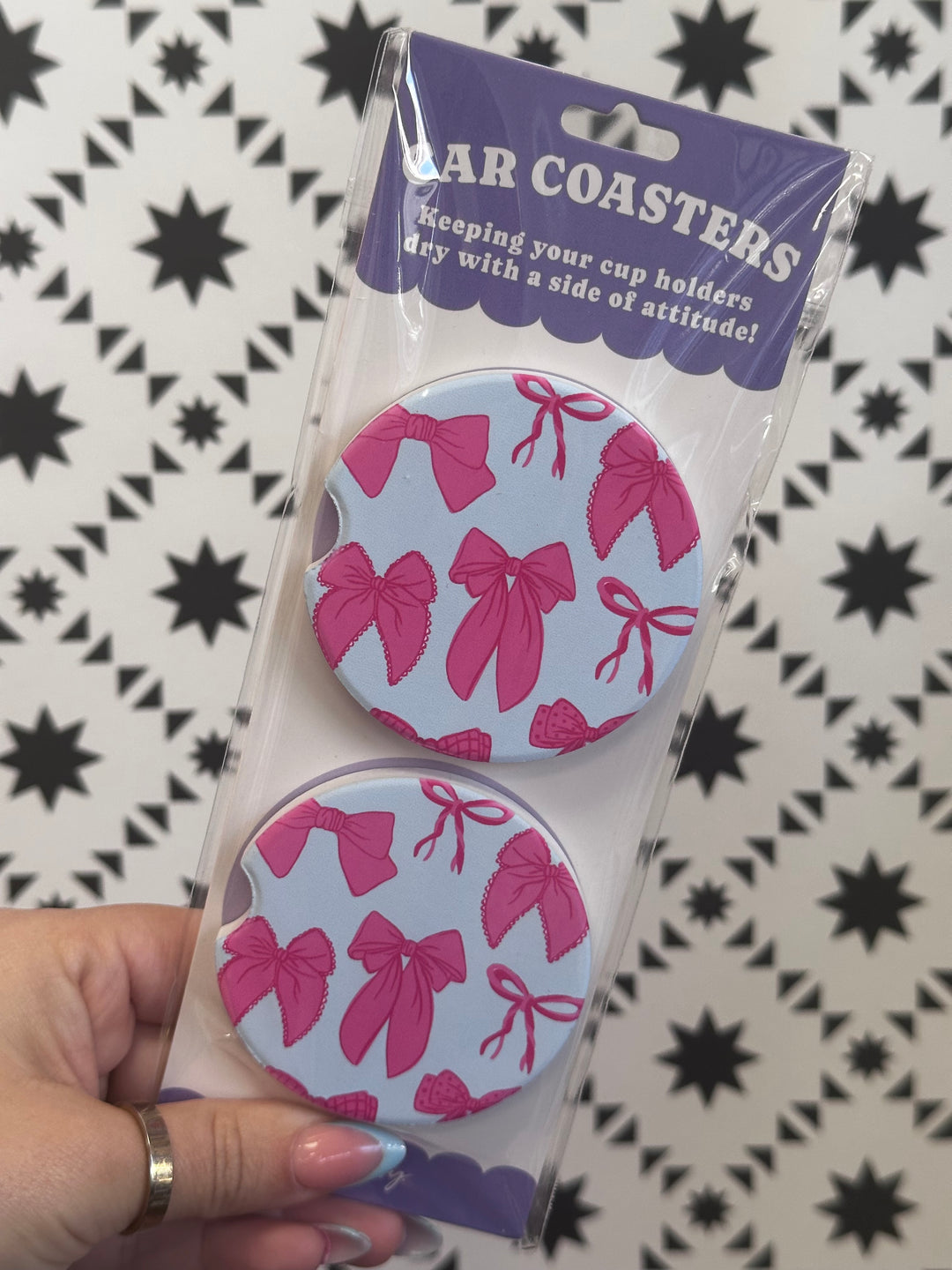 Pink Bows Car Coaster