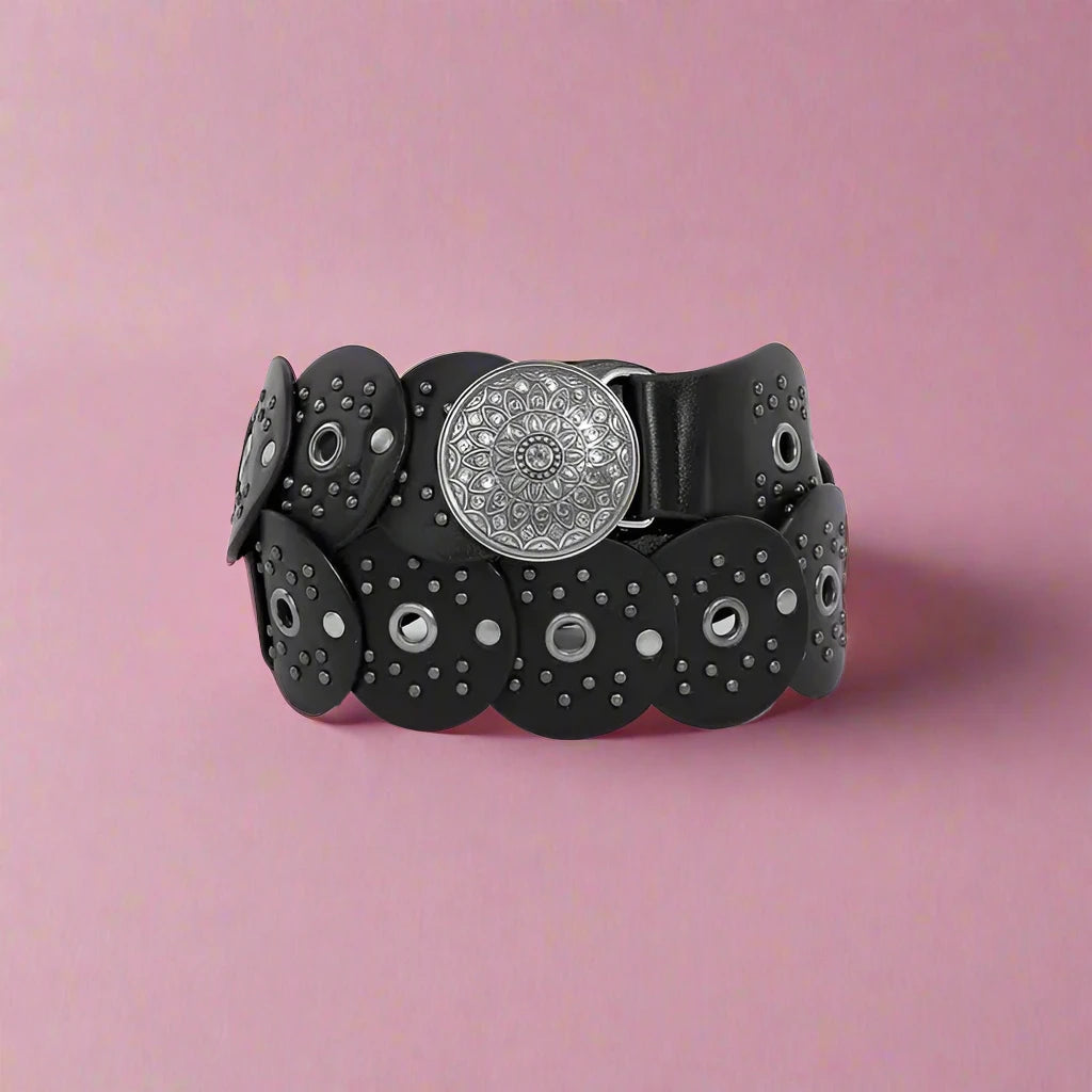 Oversized Studded Circle Disc Belt