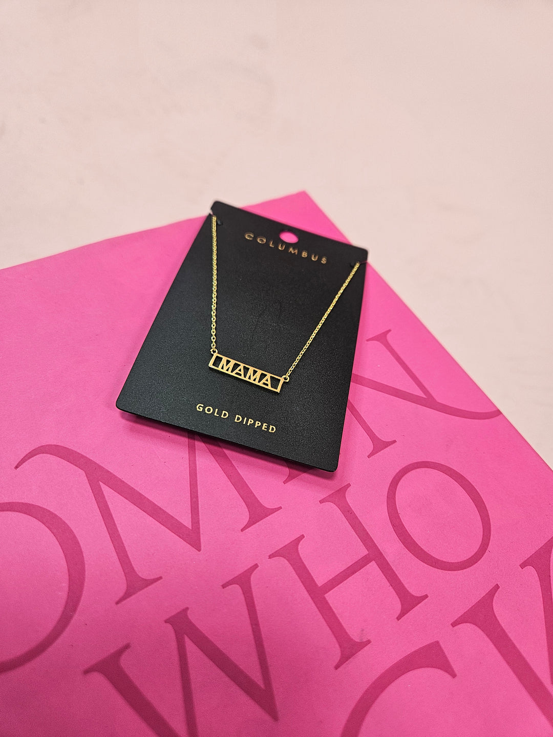 Gold Dipped Mama Box Logo Necklace