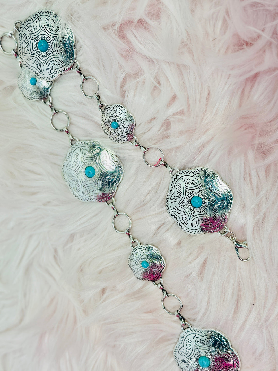 Floral Disc Western Concho Chain Belt