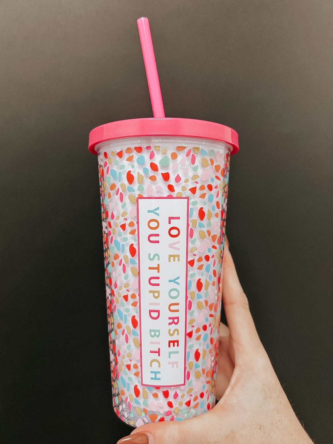 Love Yourself Glitter Tumbler