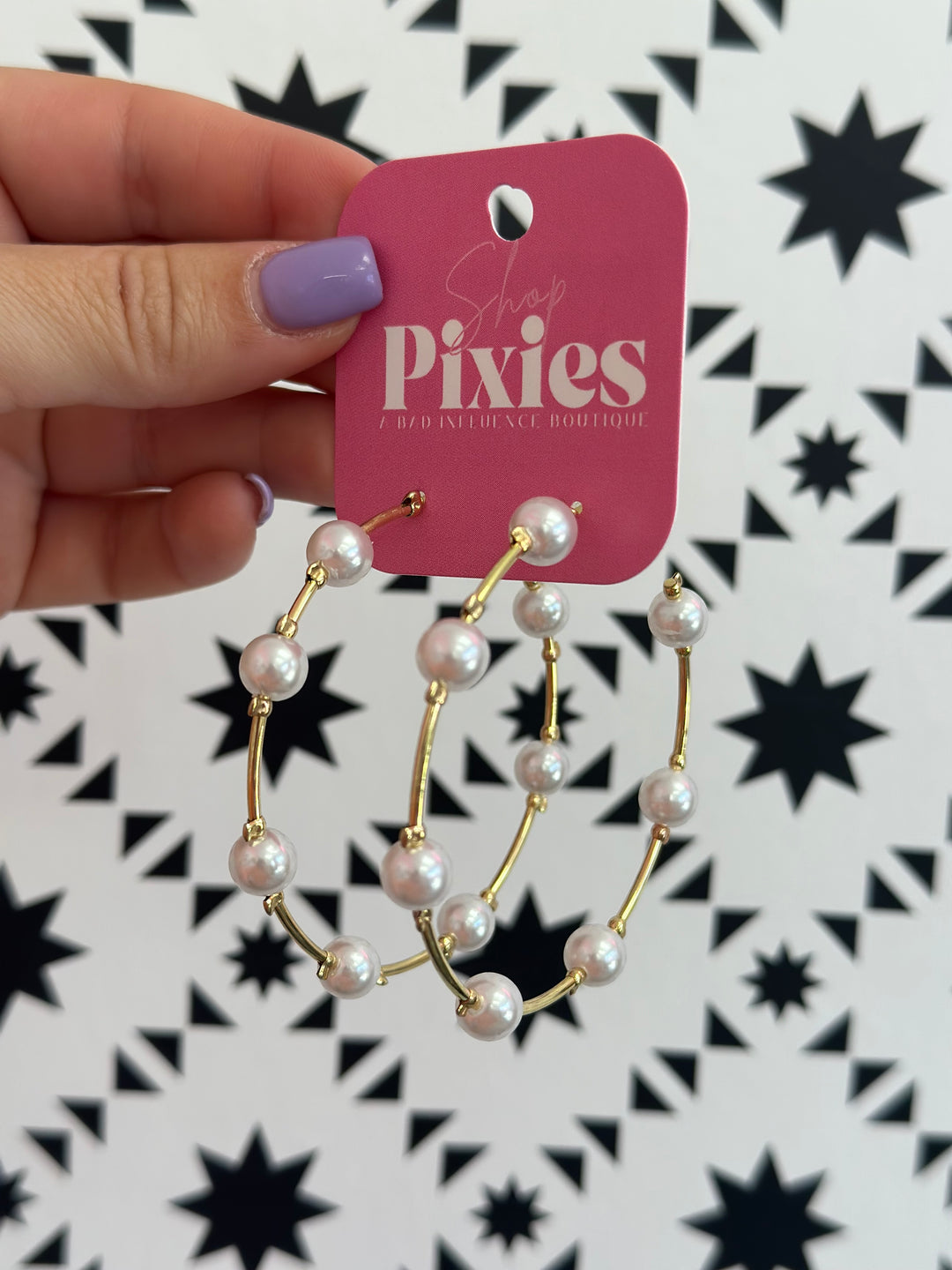 Pearl Studded Hoops