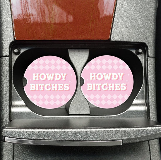 Howdy Bitches Pink Car Coasters