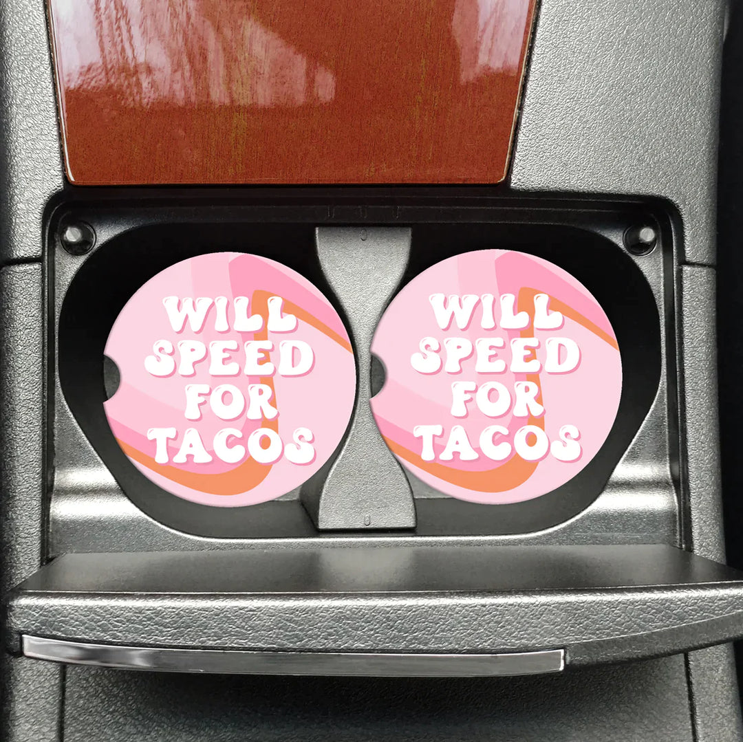 Will Speed For Tacos Car Coasters