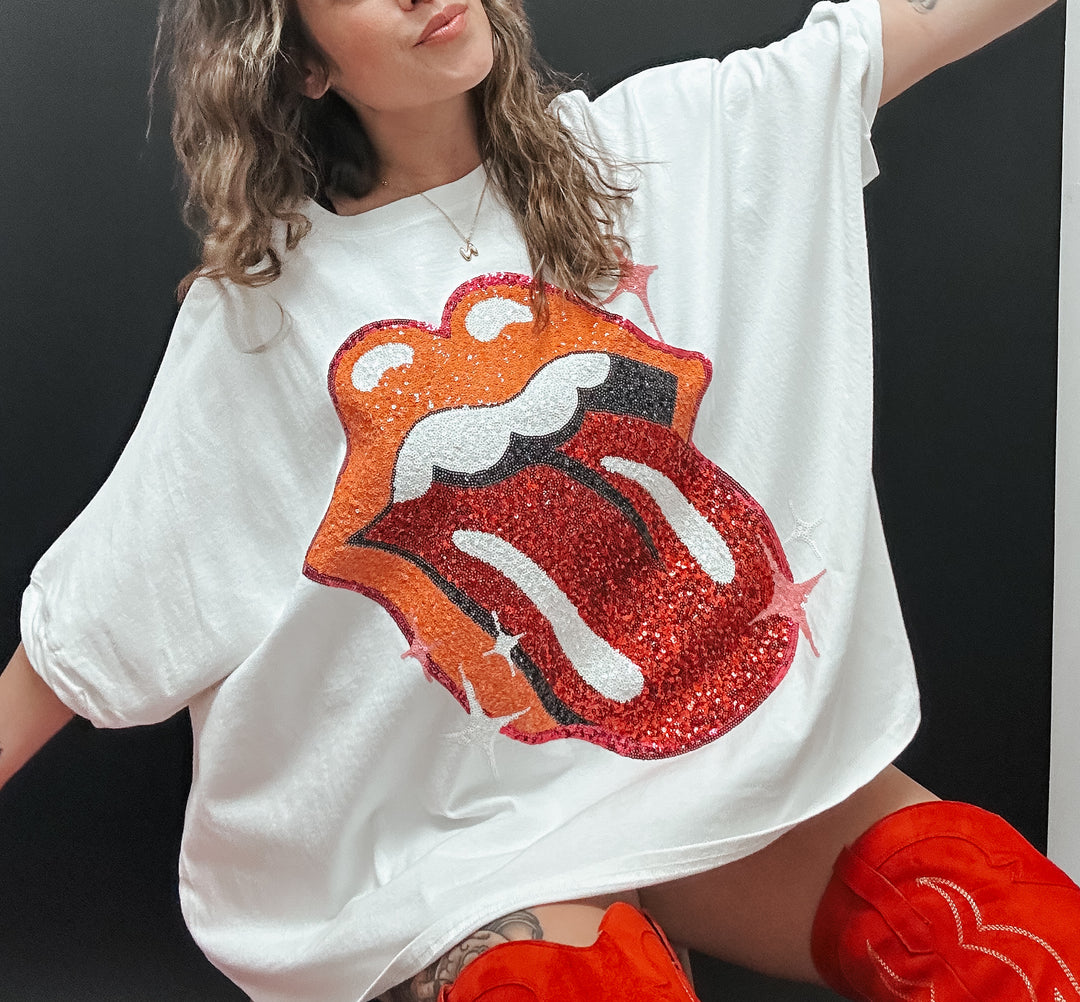 Rolling Stones Licensed Sequin Tongue Tee