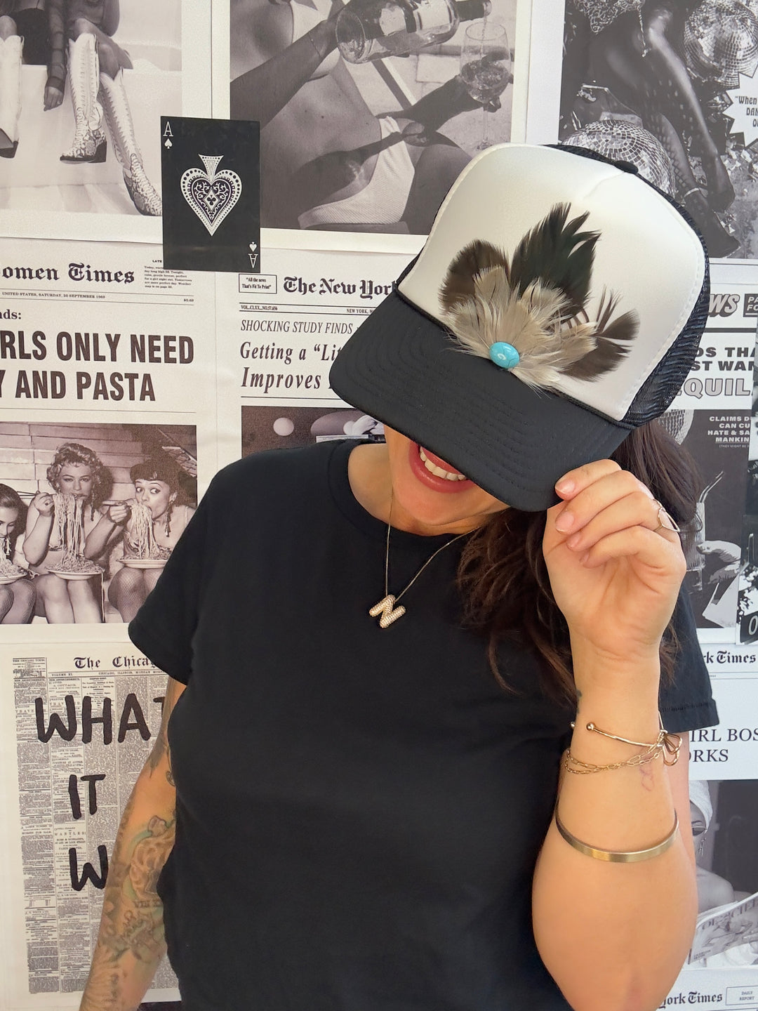 Feather Fan Trucker Hat