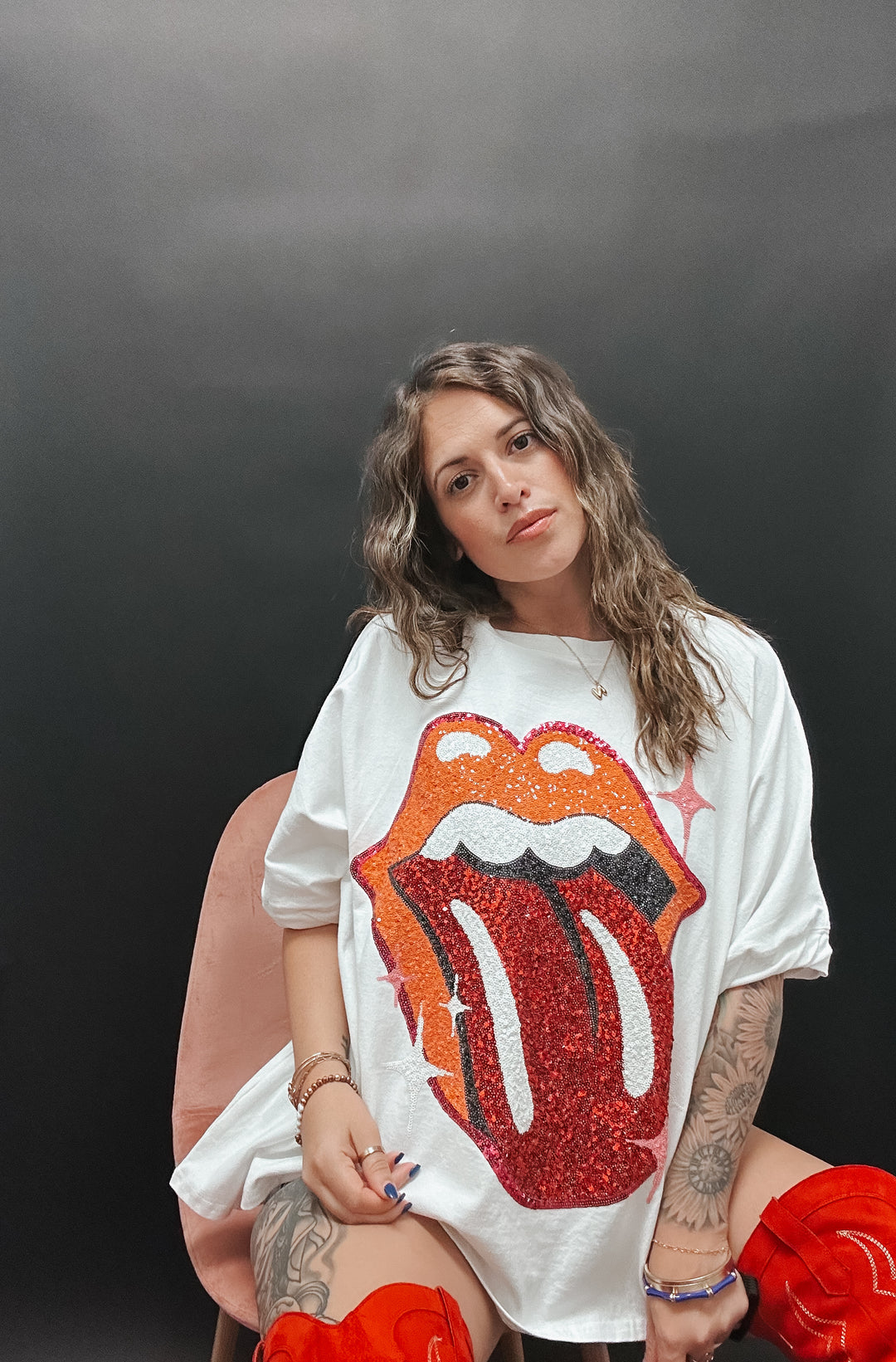 Rolling Stones Licensed Sequin Tongue Tee