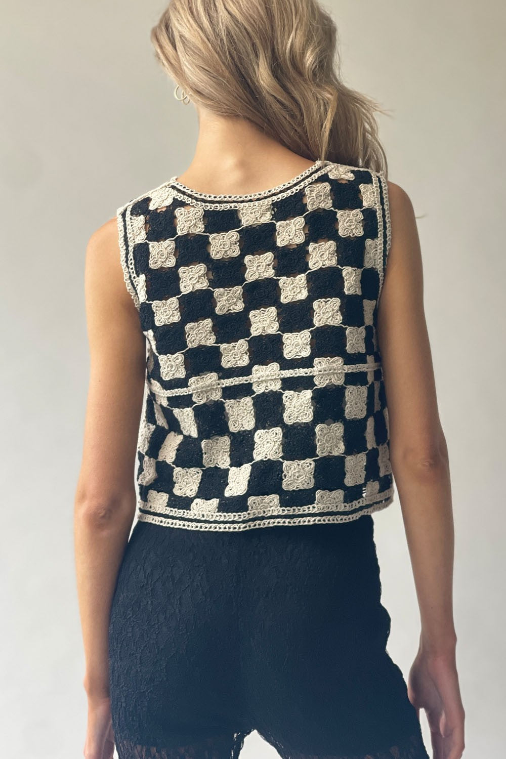 Checkerboard Crochet Vest