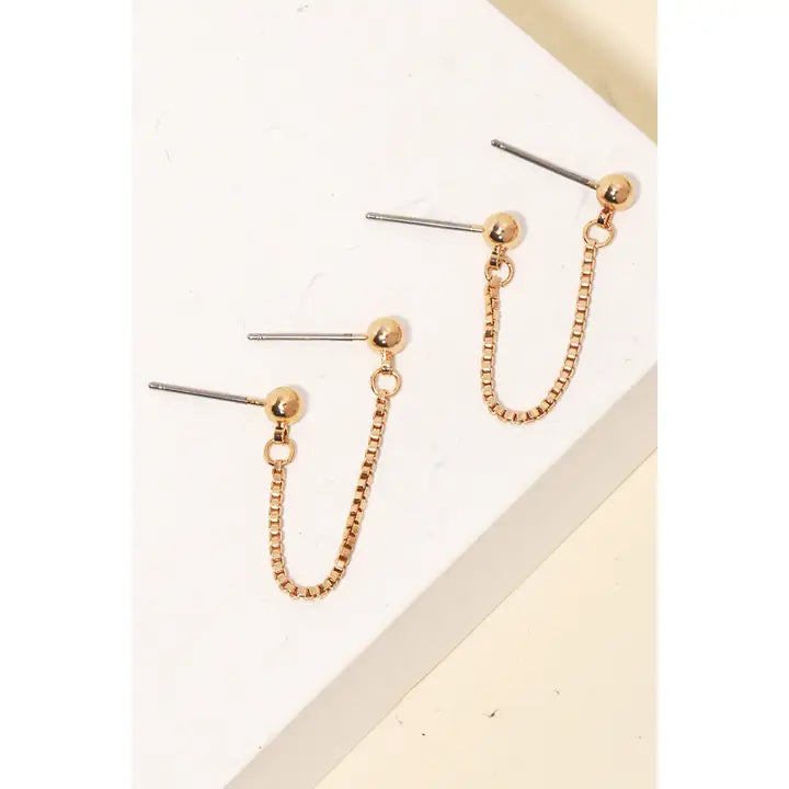 Dainty Box Chain Earrings