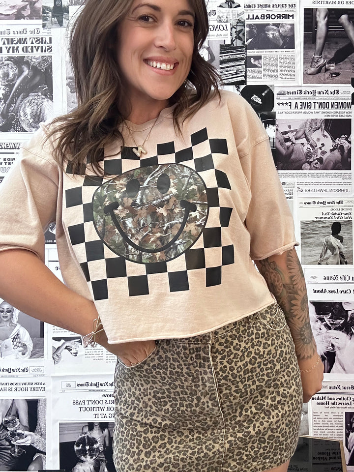The Camo Happy Crop Tee
