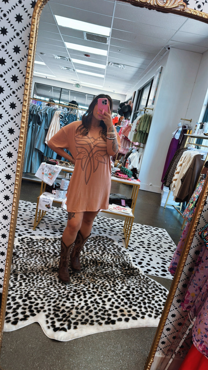 Western Boots Stitch Tshirt Dress