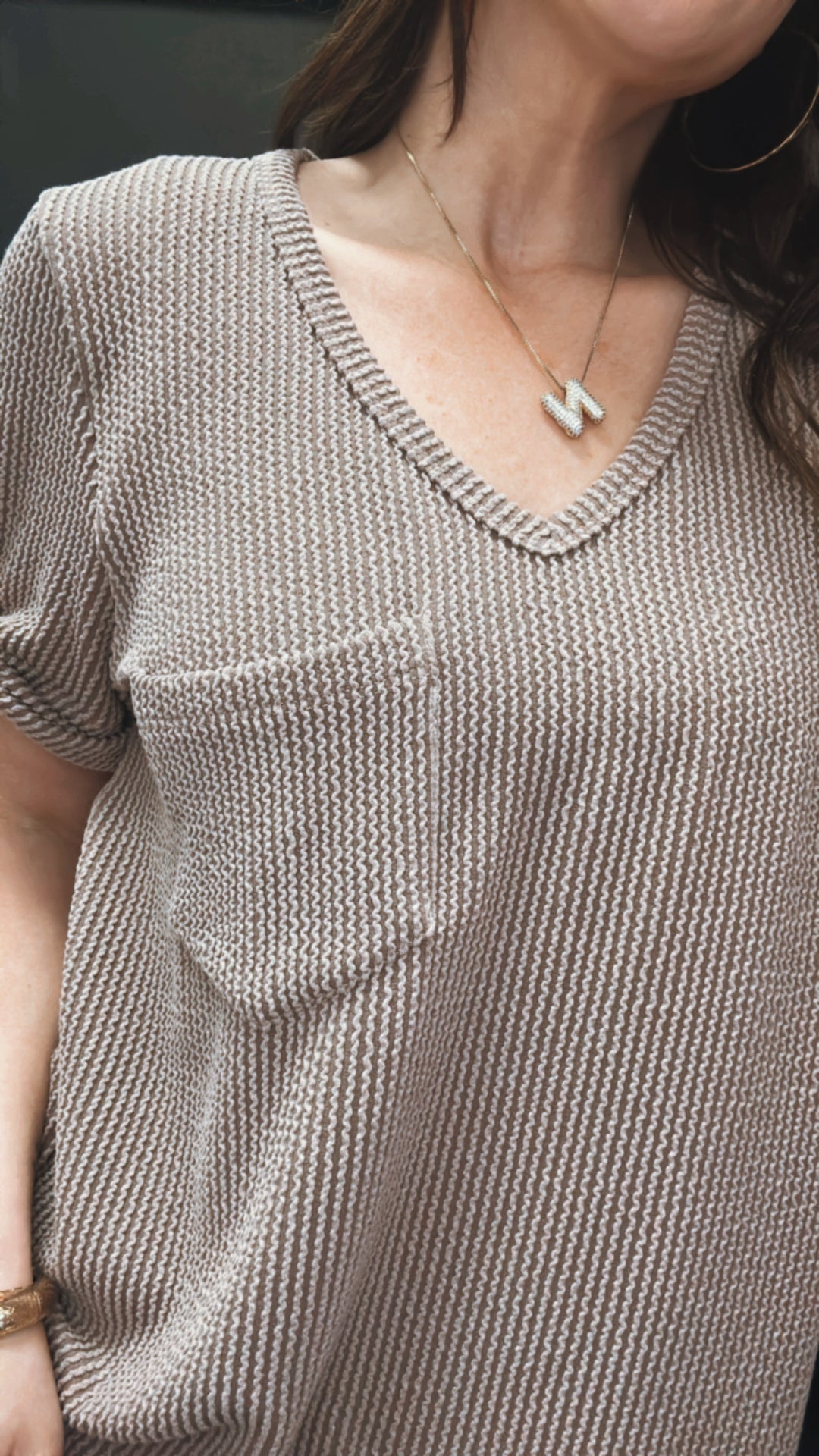 Ribbed V Neck Top