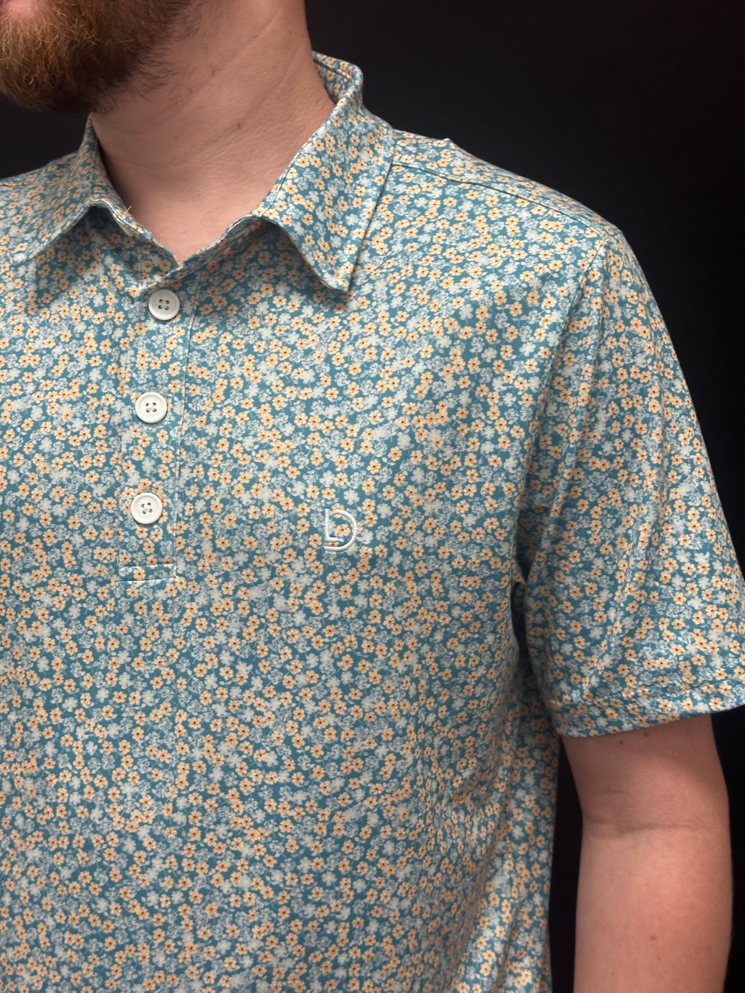 Teal Floral Polo