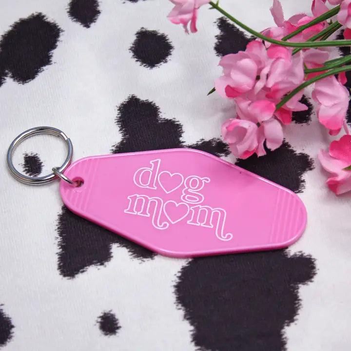 Pink Dog Mom Keychain
