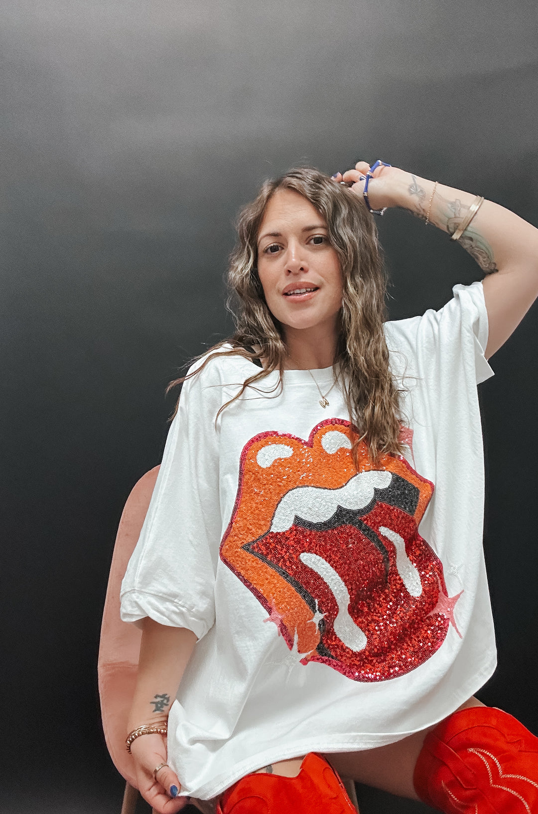 Rolling Stones Licensed Sequin Tongue Tee