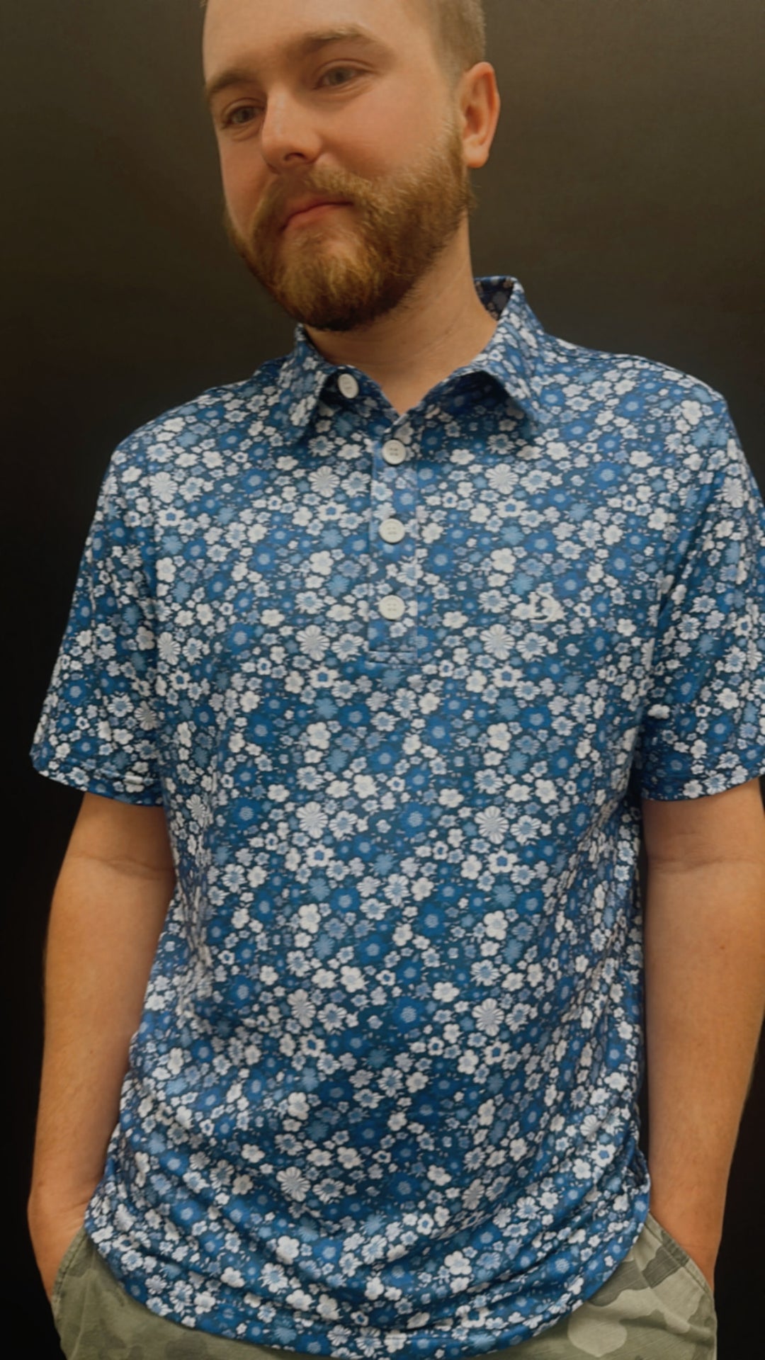 Blue Floral Polo