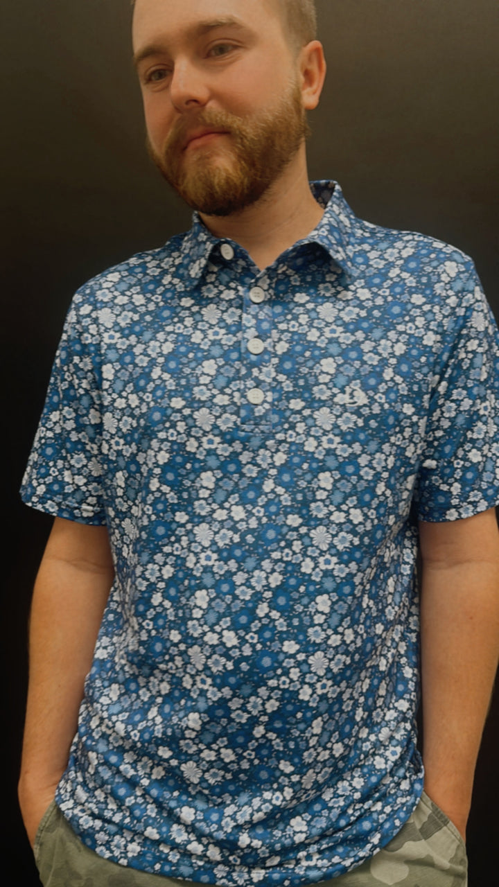 Blue Floral Polo