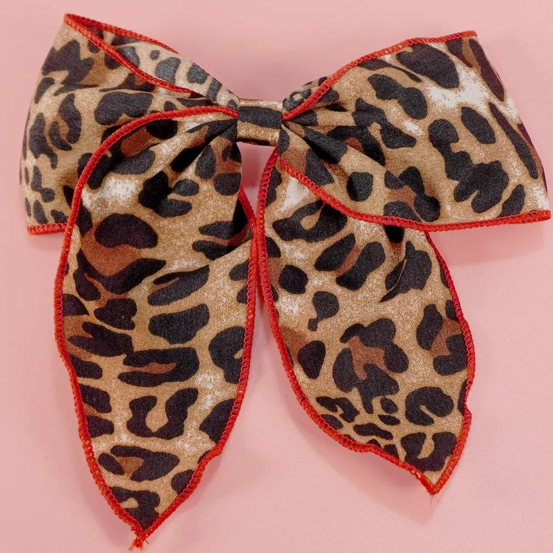 Red & Leopard Bow