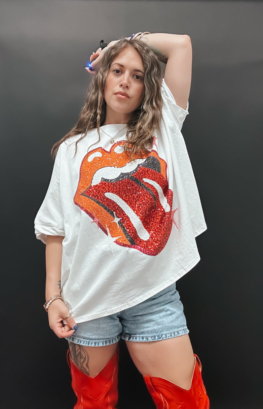 Rolling Stones Licensed Sequin Tongue Tee