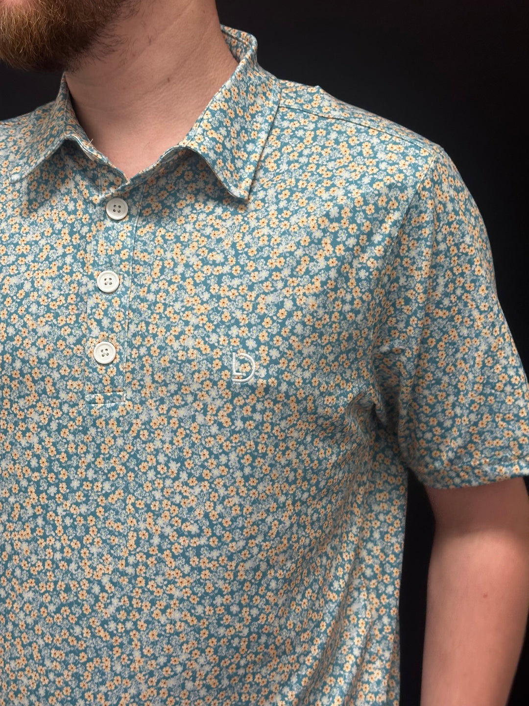 Teal Floral Polo