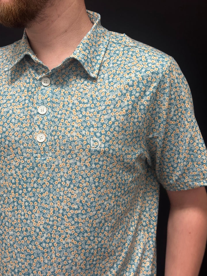 Teal Floral Polo
