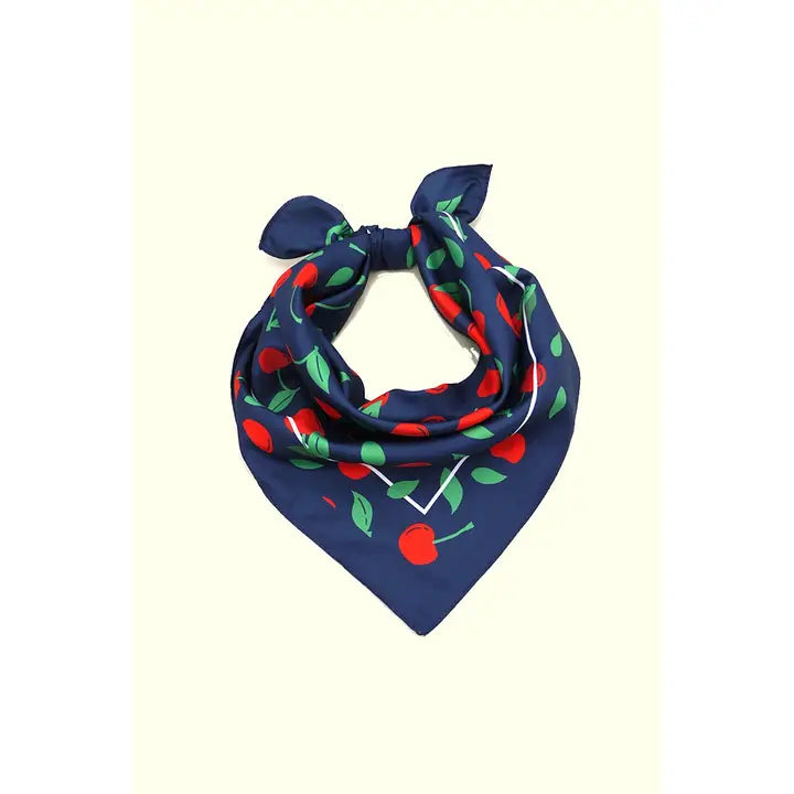 Cherry Silky Feel Bandana Scarf