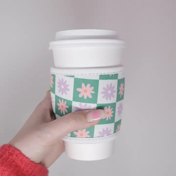 Hot Coffee Sleeve - Checkers Flowers