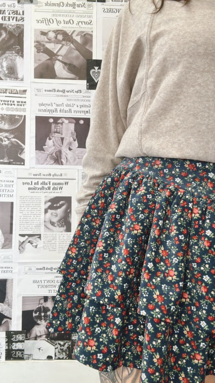 Run Wildflower Navy Skirt
