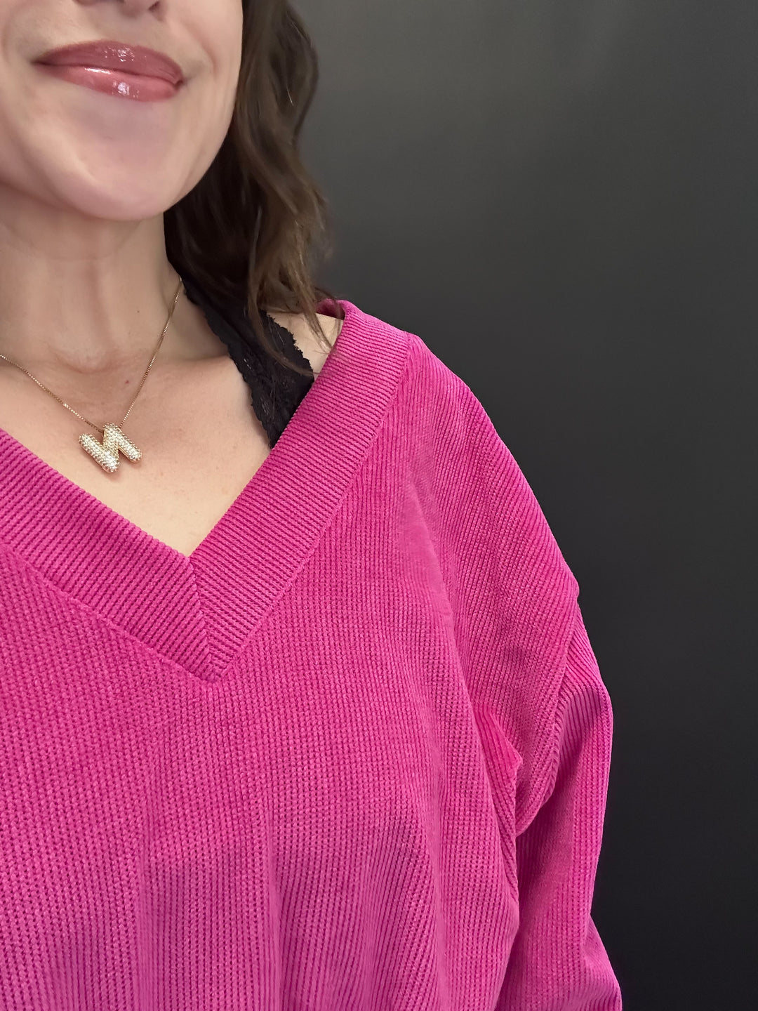 The Jordan Rib Knit V Neck Top