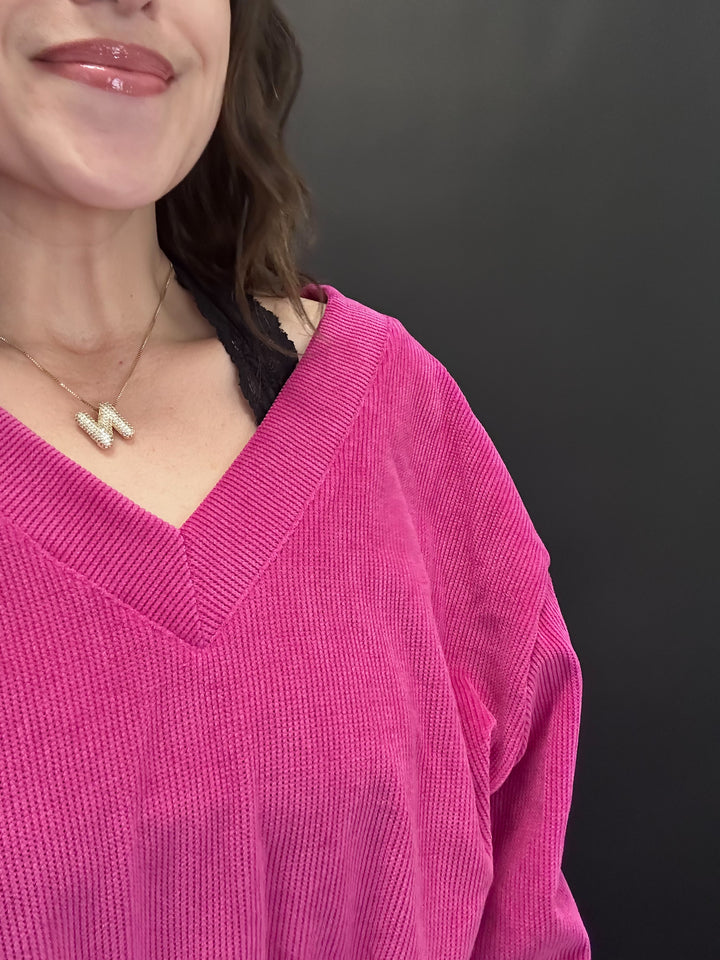 The Jordan Rib Knit V Neck Top