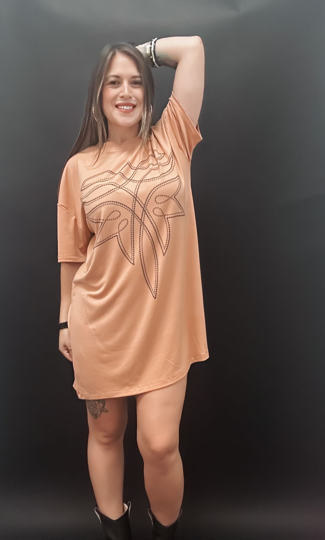 Western Boots Stitch Tshirt Dress