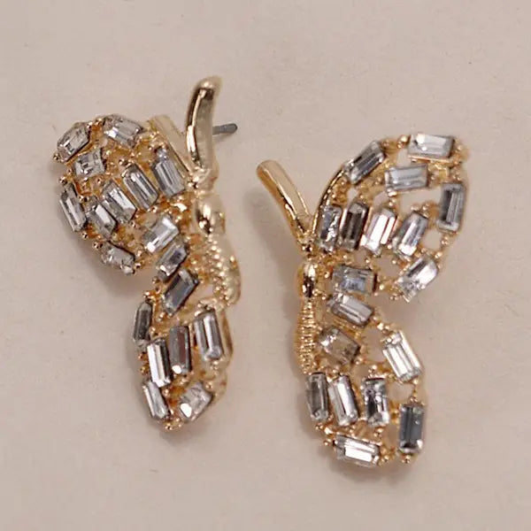 Butterfly Baguette Rhinestone Earrings