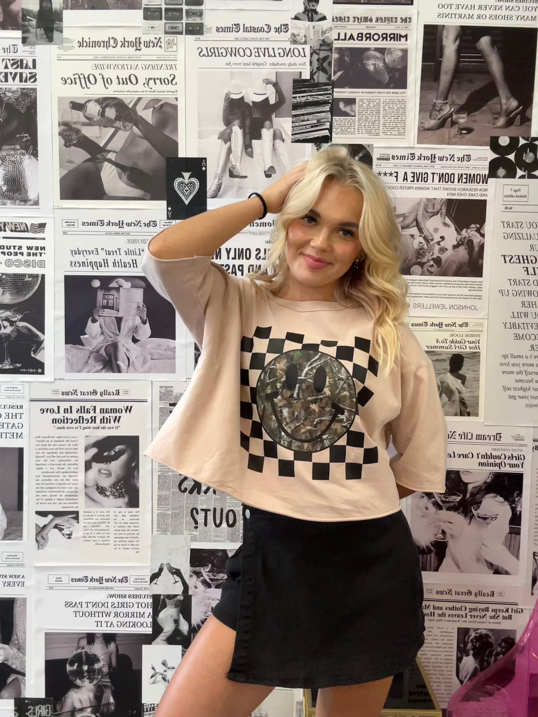 The Camo Happy Crop Tee