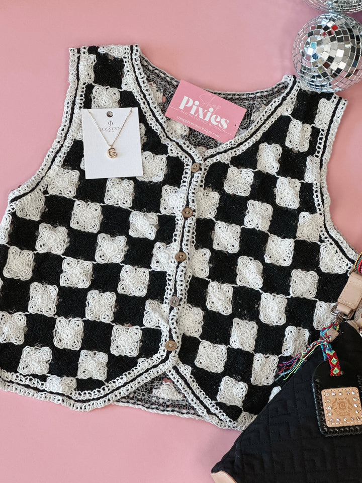 Checkerboard Crochet Vest