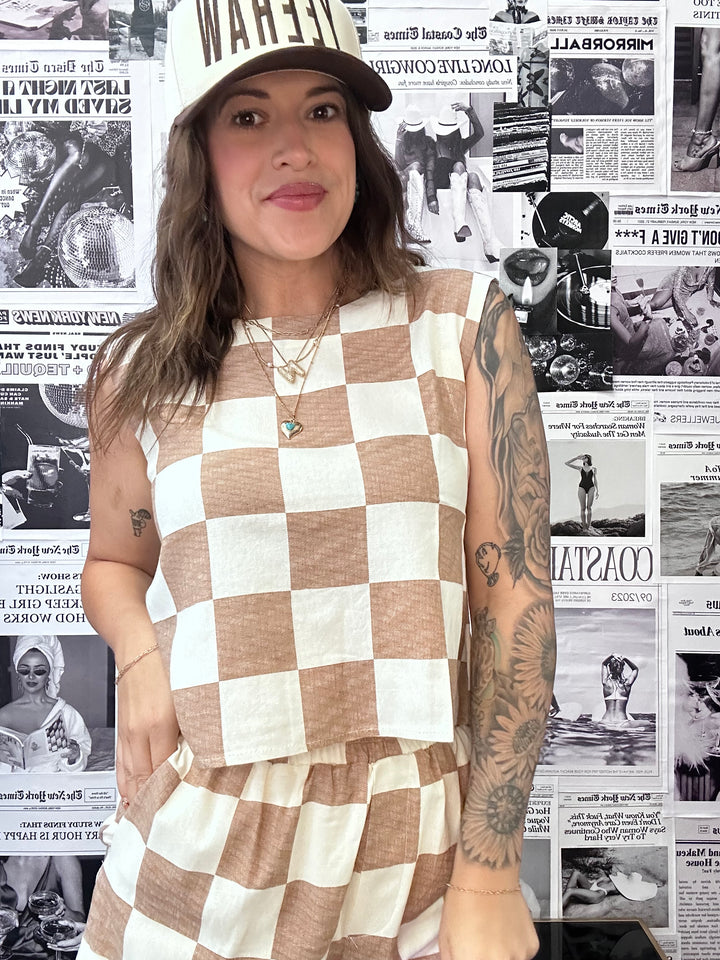 The Sundown Checkered Linen Shorts