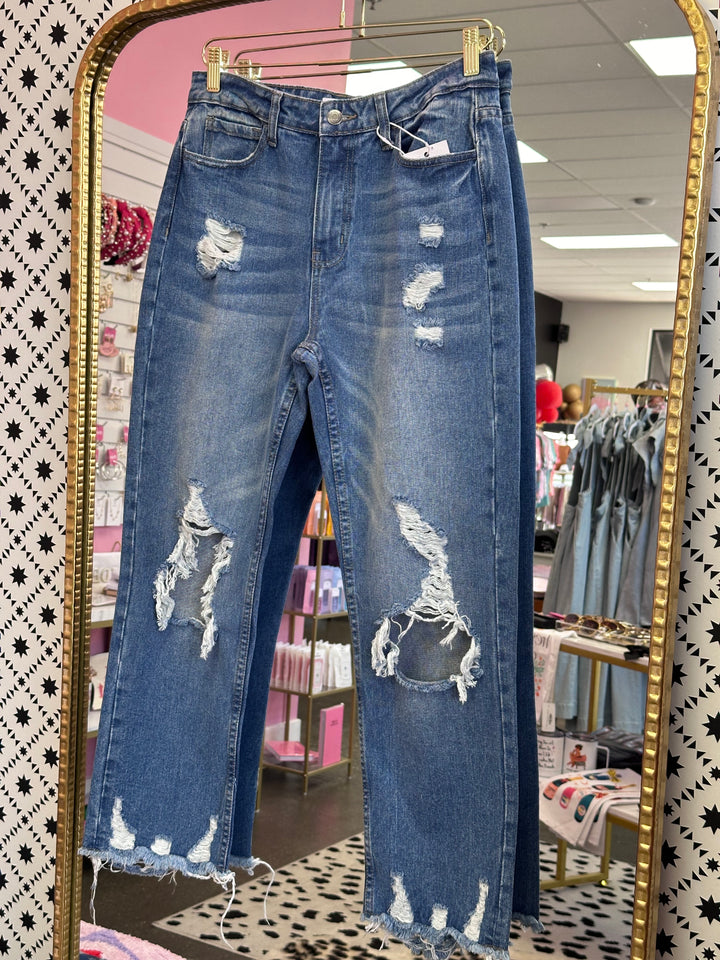 The Kenna Distressed Crop Jeans