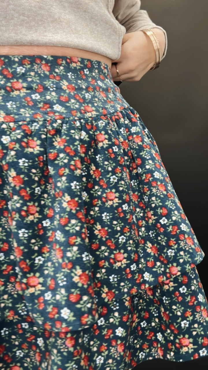 Run Wildflower Navy Skirt