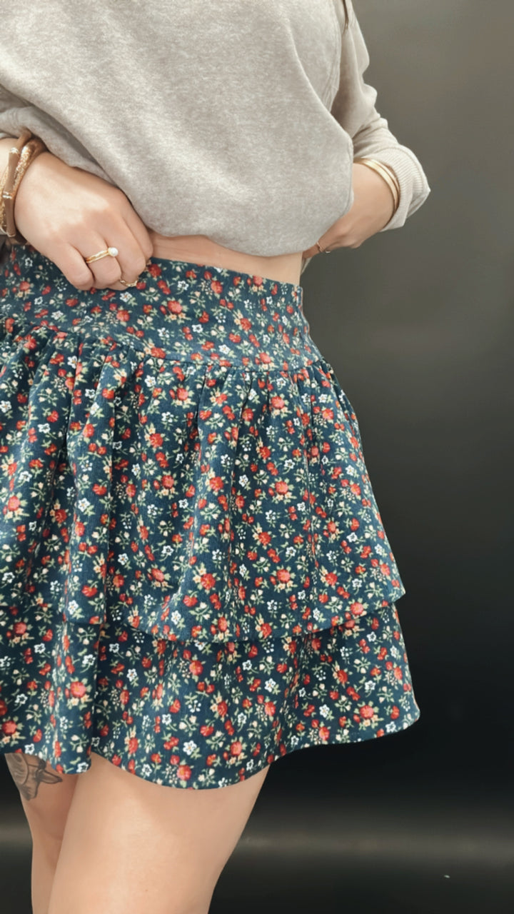 Run Wildflower Navy Skirt