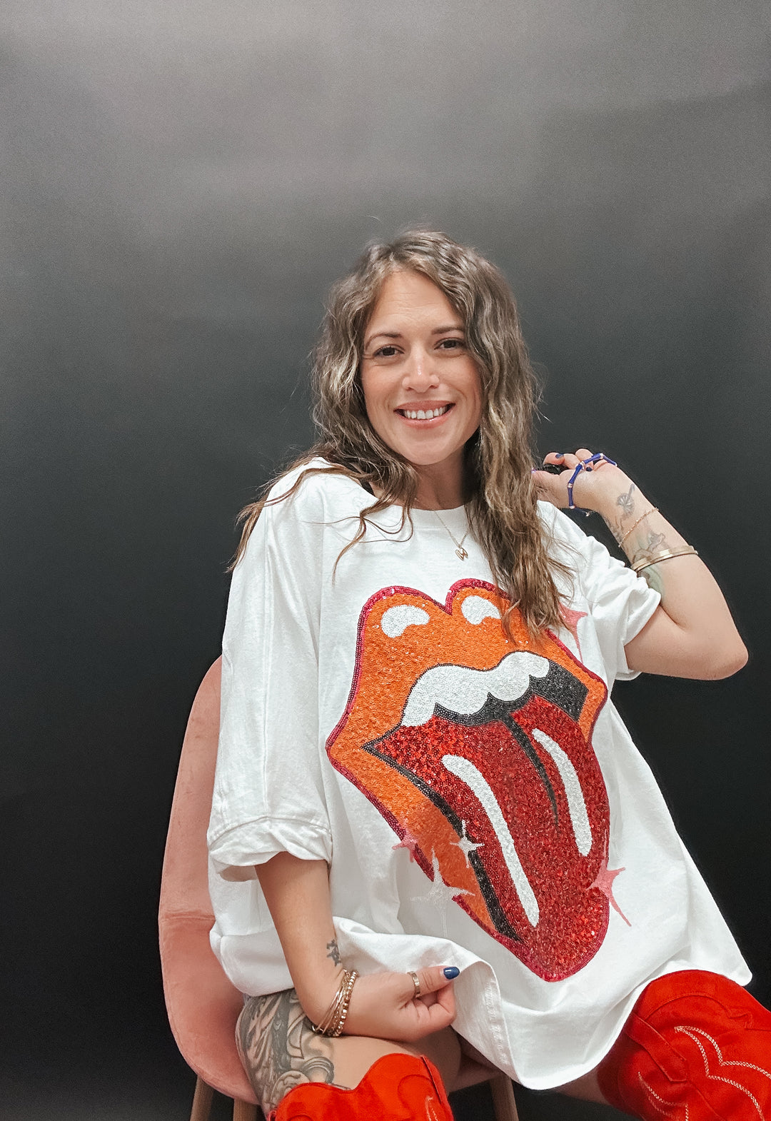 Rolling Stones Licensed Sequin Tongue Tee
