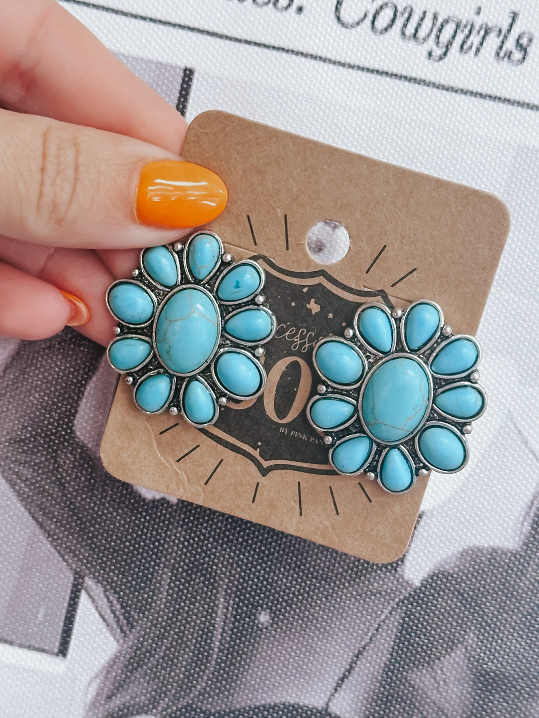 Turquoise Concho Stud Earrings