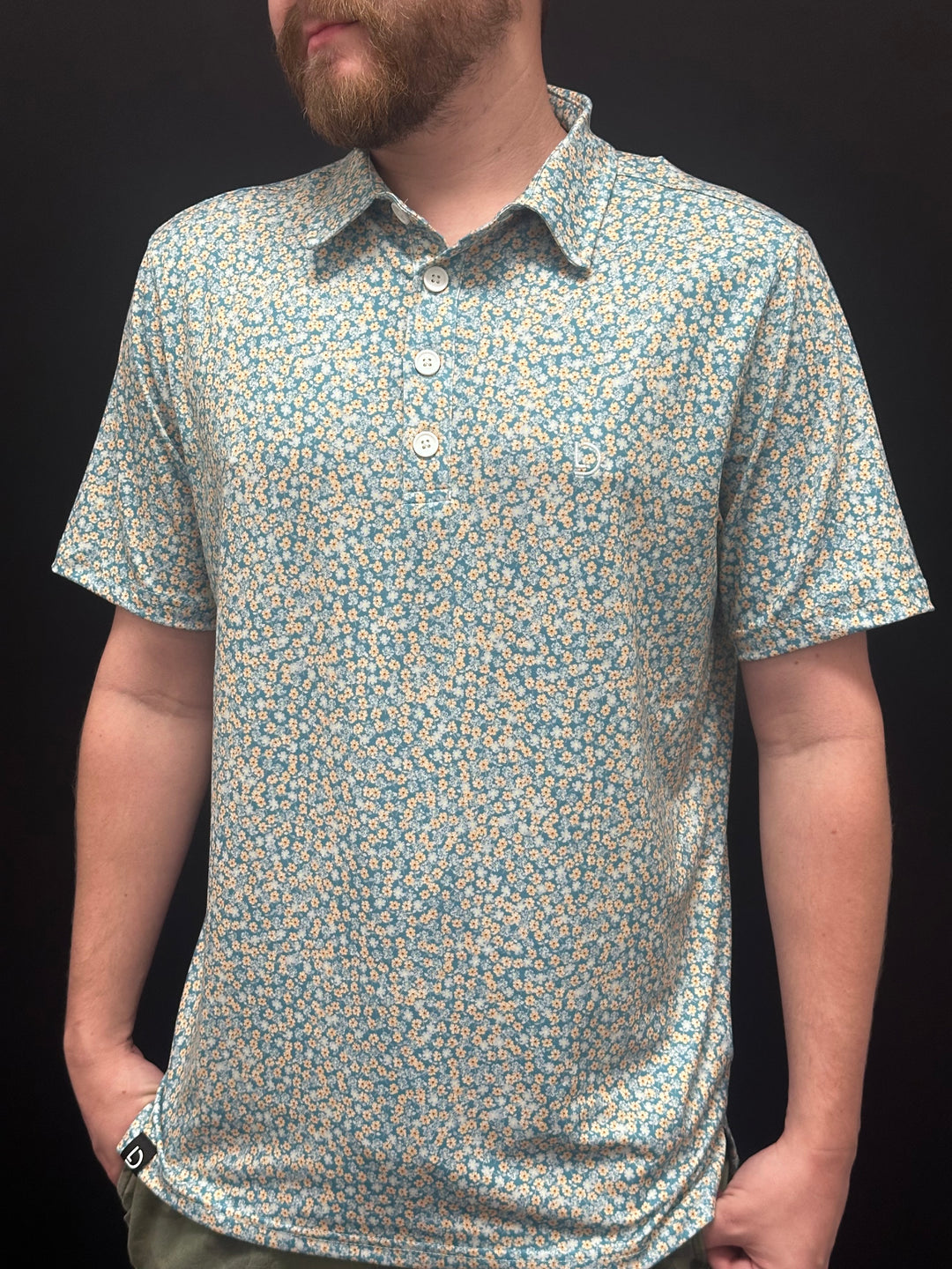 Teal Floral Polo