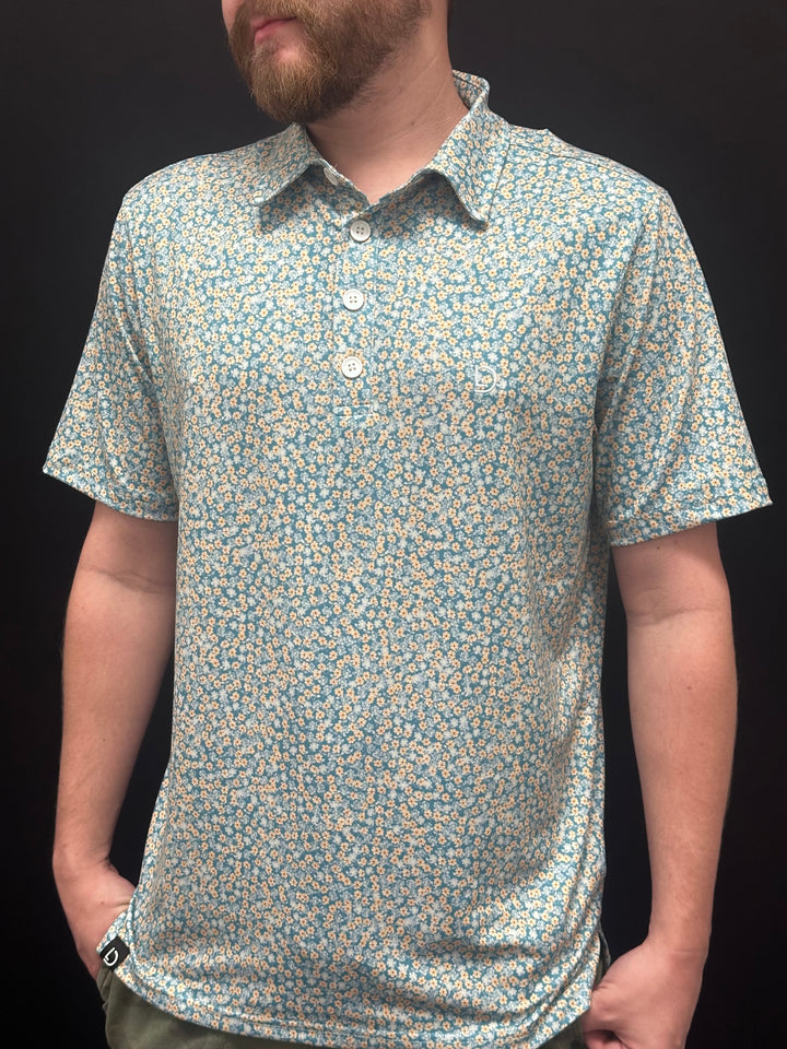 Teal Floral Polo