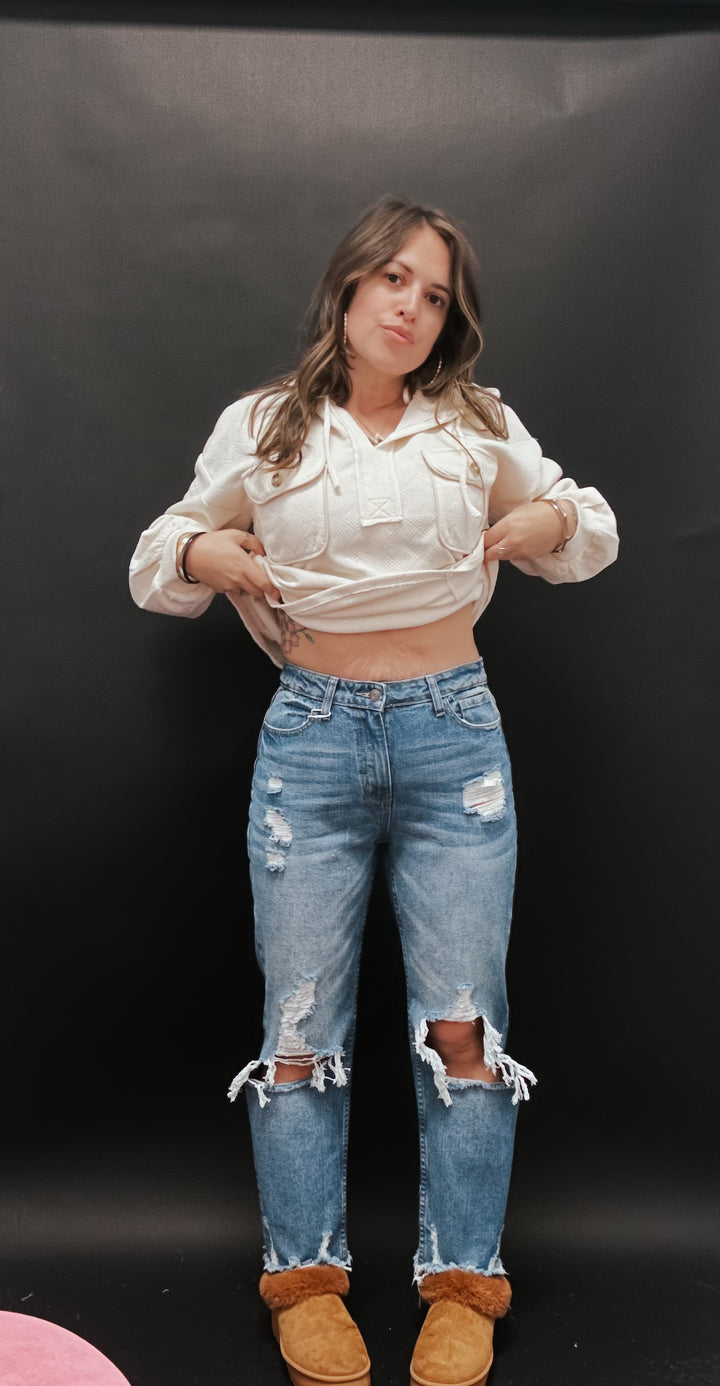 The Kenna Distressed Crop Jeans