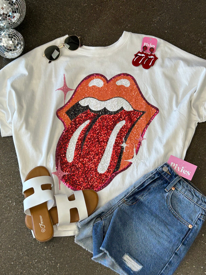 Rolling Stones Licensed Sequin Tongue Tee