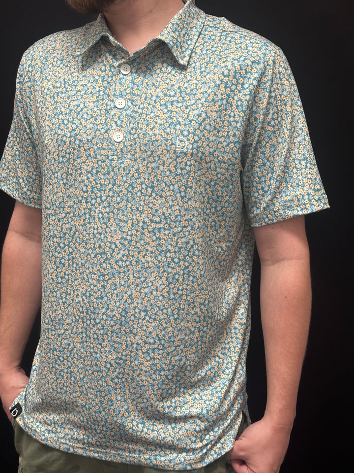 Teal Floral Polo