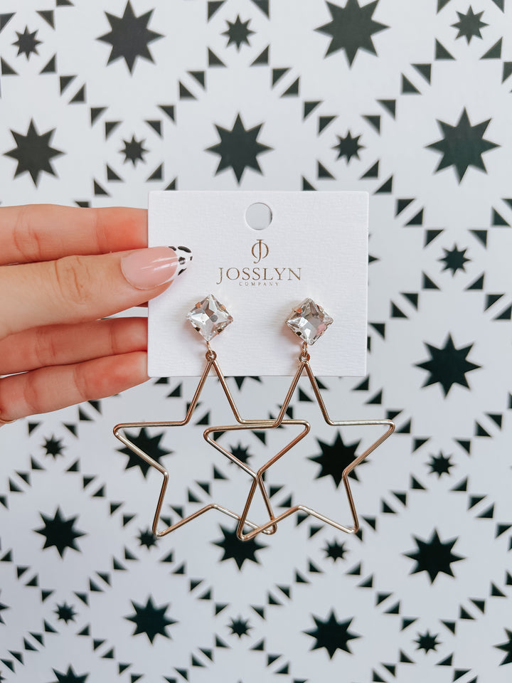 Rhinestone Star Drop Earrings