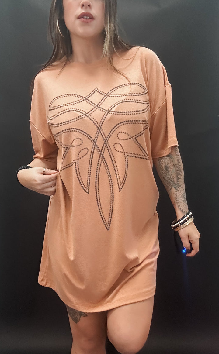 Western Boots Stitch Tshirt Dress