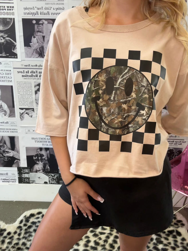 The Camo Happy Crop Tee