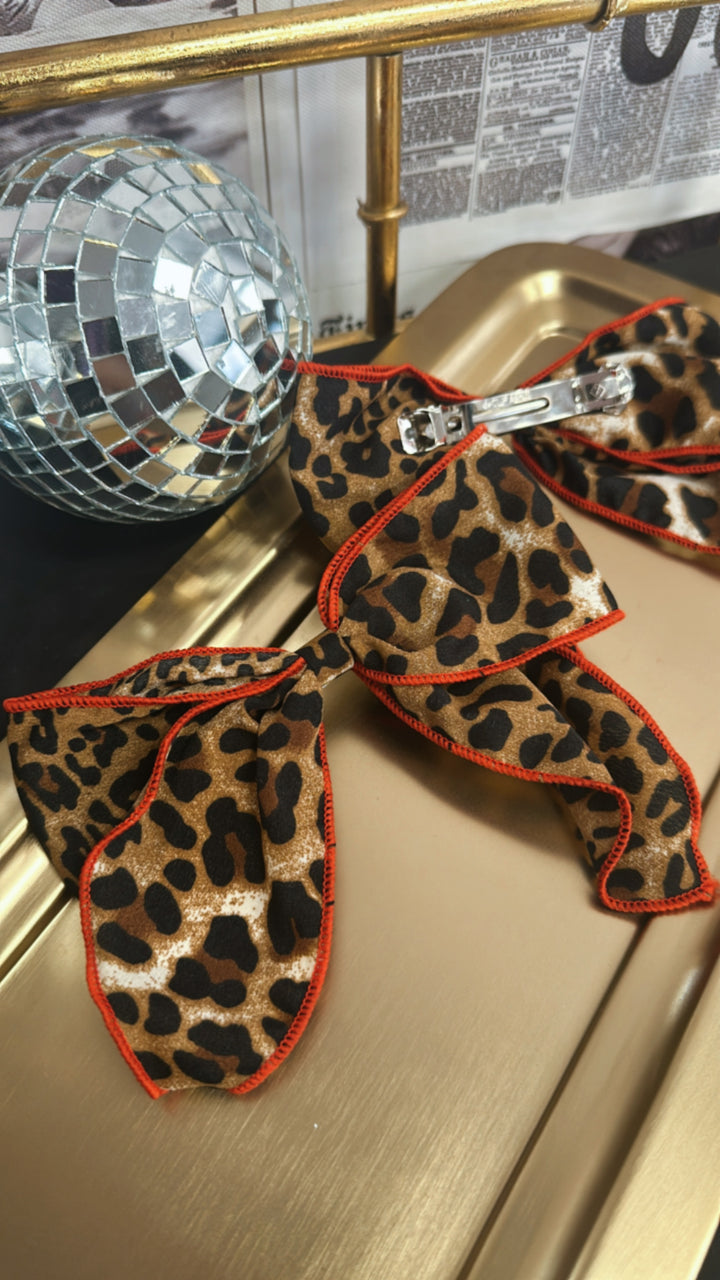 Red & Leopard Bow