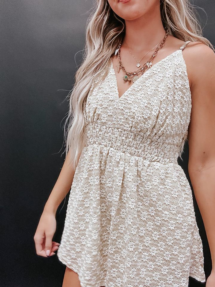 Sleeveless Floral Lace Romper